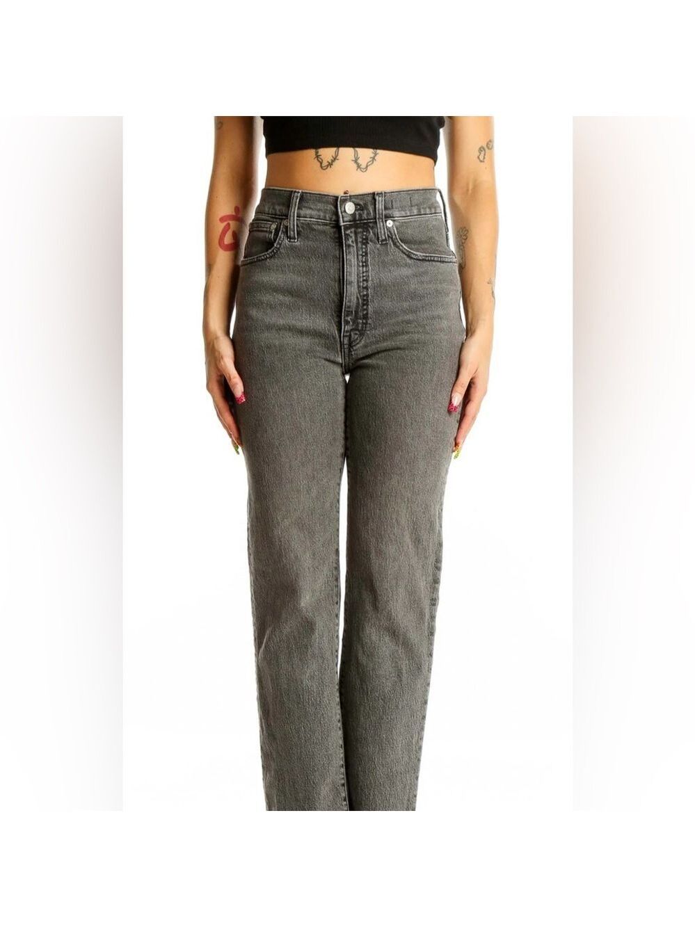Madewell classic straight Gray High-Waisted ankle length Jeans size 24